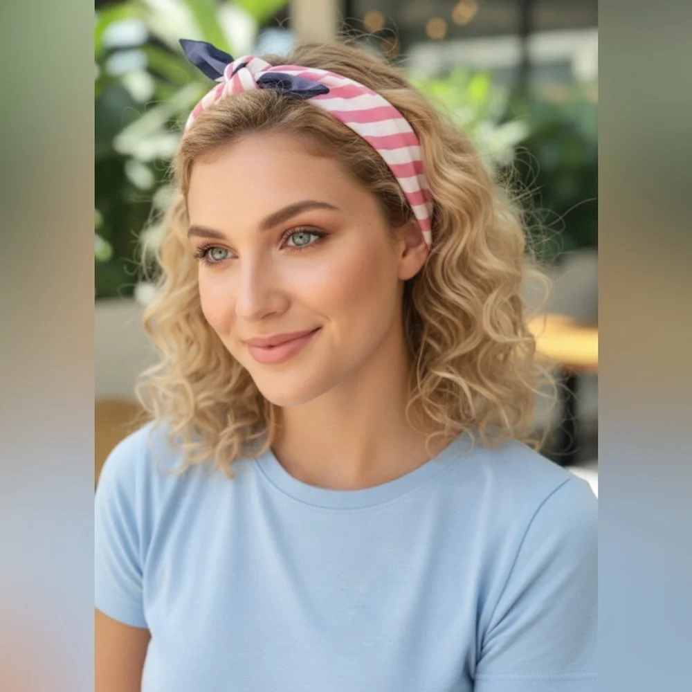 ✨NEW Pink and White Striped Headband